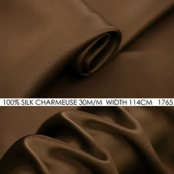 

CISULI SILK CHARMEUSE SATIN 114cm width 30momme/100% Pure Silk Fabric/Wedding Dress Sewing Fabric Suppliers No.1765 Chocolate