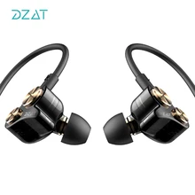 DZAT In Ear Earphones Earbuds Dual Dynamic Drivers Noise-isolating Sport Headset with Heavy Bass Hifi for All Phones