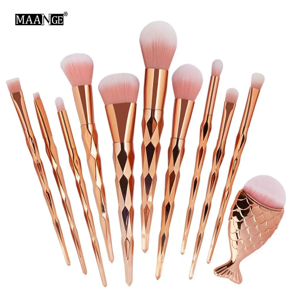 

MAANGE 11Pcs Diamond Makeup Brushes Set Powder Foundation Eye Shadow Blush Blending Cosmetics Beauty Make Up Brush Tool Kits