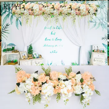 

High-end custom wedding flower row hotel welcome road lead flower wedding arrangement decoration props silk artificial Flowers