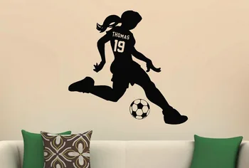 

Girls Sports Soccer Vinyl Wall Decal Sticker Custom Name & Jersey Number