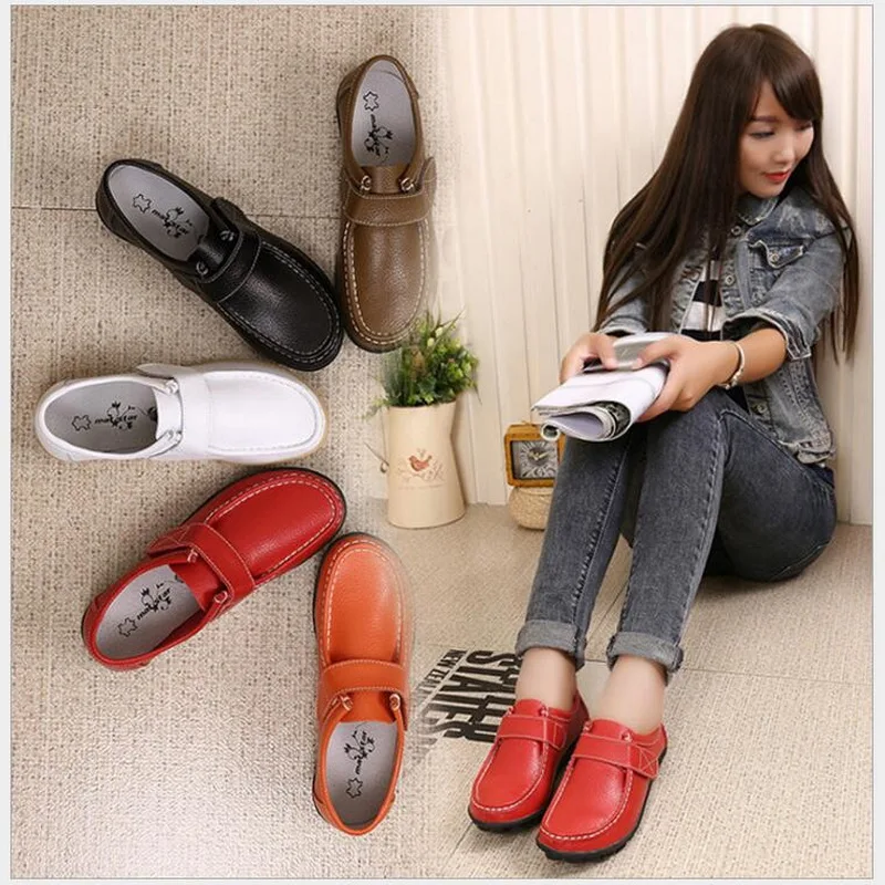 

Women Flat Shoes Soft Genuine Leather Mother Shoes Comfort Casual Shoes Female Autumn Singles Women flats 5 Colors