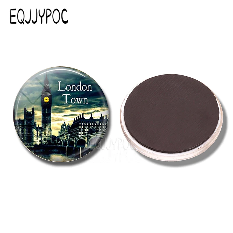 England Big Ben Fridge Magnet British London Souvenir United Kingdom Flag Map Elizabeth Churchill 30MM Glass Refrigerator Magnet - Image 2