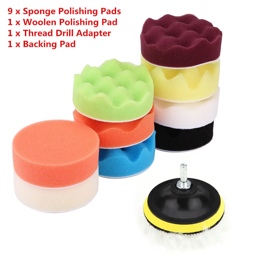 12pcs 3Inch Portable Durable Polishing Foam Buffing Sponge Car Buffing Sponge Pad Kit Vehicle Cleaning Tools