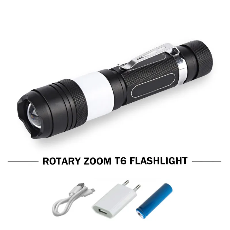 Аварийный фонарь COB фонарик красный белый xml T6 usb вспышка 18650 Водонепроницаемая