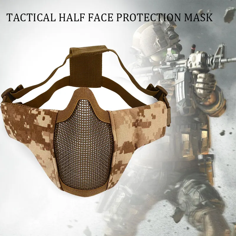

1000D Steel Mask Tactical Mask Tactical Equipment Portable Half Face Mask Breathing Outdoor Sport Breathable Mask Mild Steel