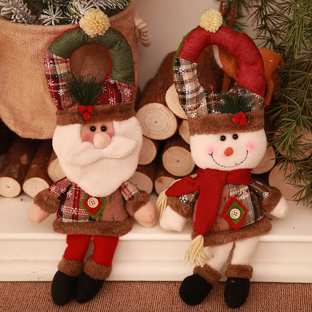 

Hot Door Knob Hanging Decoration Santa Snowman Toy Doll Christmas Tree Xmas Show Window Photograph Holiday Gift