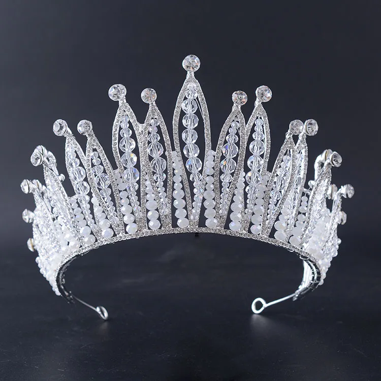 

crystal Big Rhinestone Prom Princess Crown Crystal Bride flower Tiara Bridal Head Jewelry Pageant Wedding Hair Accessories