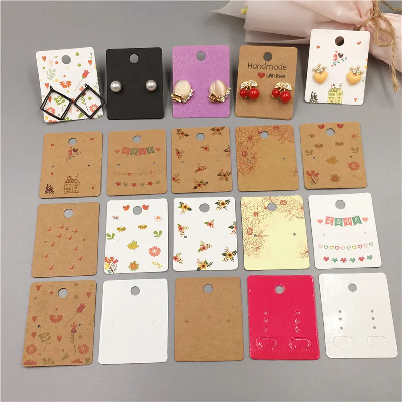

Colorful Printed Paper Cardboard Earrings Cards for Long Drop Stud Earring Displays Cards Fashion Jewelry Packaging Card 100Pcs