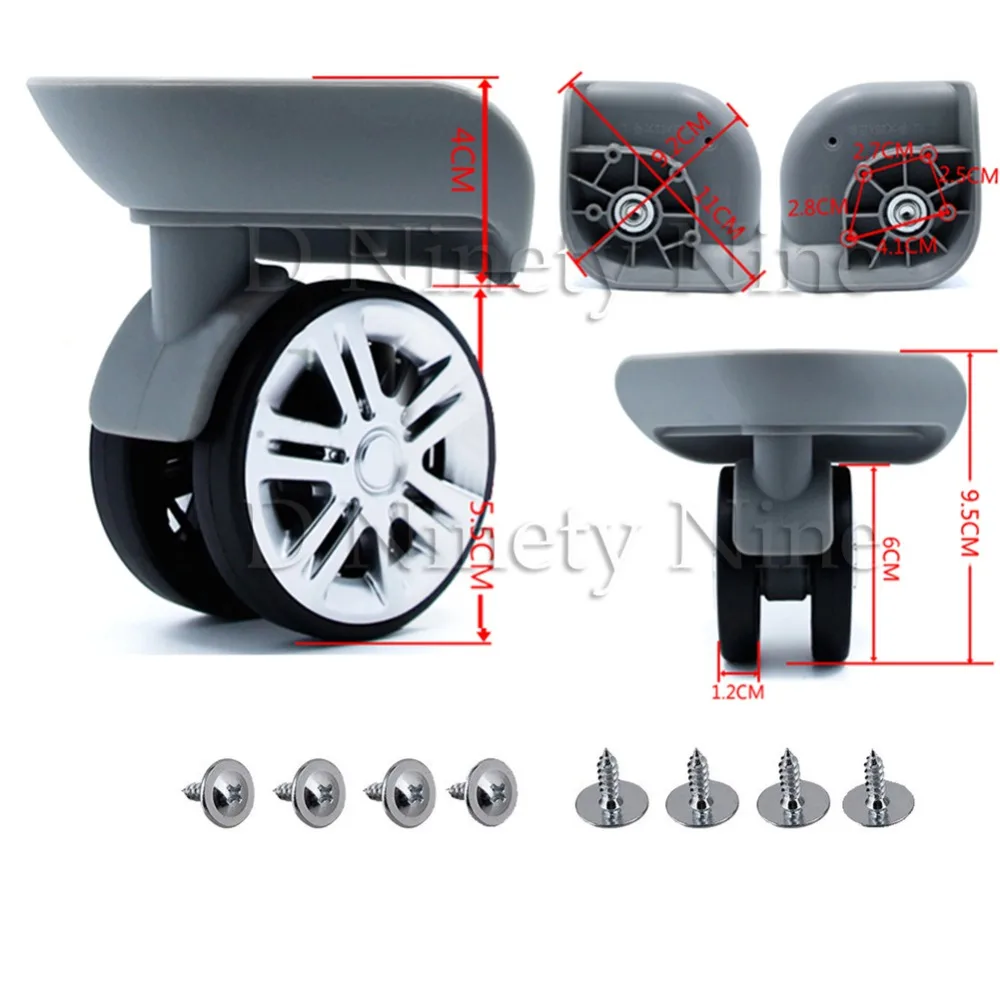 2 шт. A65 Бесшумная колесная тележка, багажные колеса, аксессуары, ролик для партии, запасные части для багажа, колеса, чемодан, ремонт - Цвет: Gray L shape