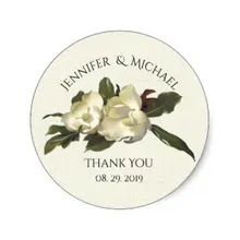 3,8 см в любви-винтажный цветок магнолии На Заказ Свадебный Классический круглый стикер