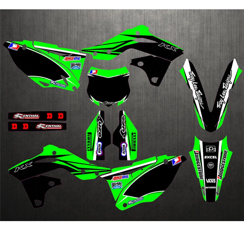 

For Kawasaki KX250F KXF250 2013 2014 2015 2016 KXF 250 KX 250F Free Customized Number Gloss GRAPHICS & BACKGROUNDS DECAL STICKER