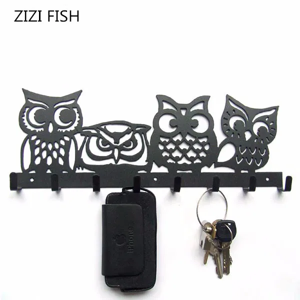 Bathroom Wall hanger Iron art owl Robe Hooks 8 Row Hook Coat Hanger Kitchen storage Towel Hat Cloth - 32949227578