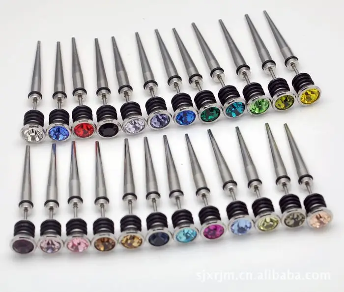 wholesale titanium steel spike earrings with top crystal gems men punk