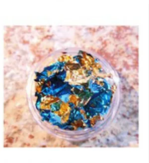 Дизайн ногтей красочные блестящие алюминиевые фольги 3D чешуйчатая наклейка УФ гель лак блестка полное покрытие лазер DIY Инструменты для маникюра - Цвет: Gold and Blue