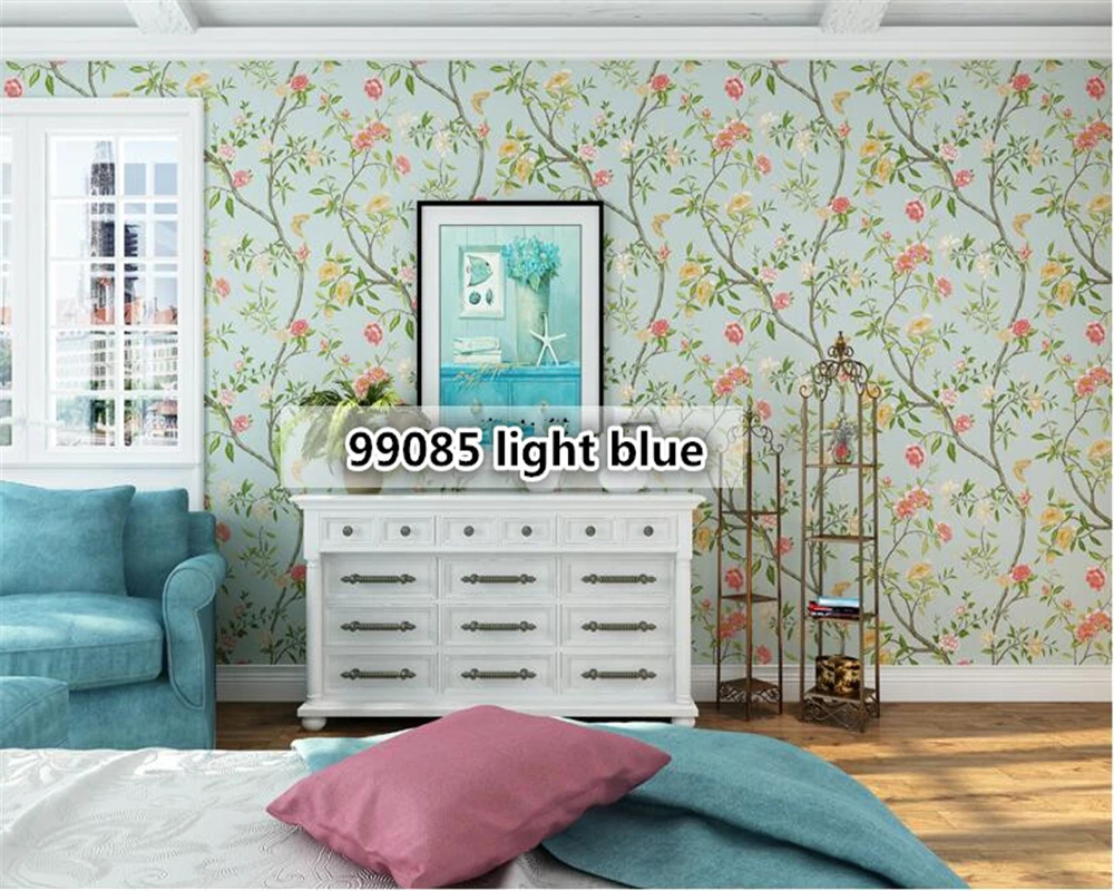 beibehang Retro American Village Pastoral 3d Wallpaper Flower Bird Green Pure Paper Bedroom Living Room TV Background Wallpaper beibehang new italian pastoral large nonwovens wallpapers living room bedroom background wallpaper housekeeping