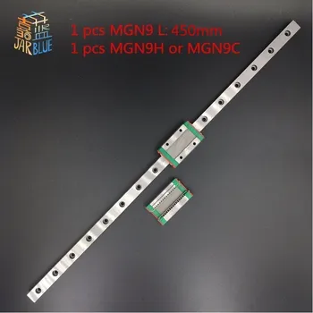 

Free shipping 9mm Linear Guide MGN9 L= 450mm linear rail way + MGN9C or MGN9H Long linear carriage for CNC X Y Z Axis