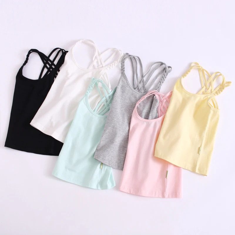

Summer T Shirt For Girls Candy Color Children Tops Teenage Clothes Cotton Kids T-shirts 1-14years Camisole Baby Undershirt