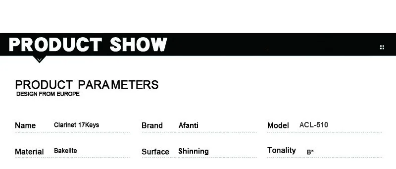 Afanti Музыкальный Духовой Инструмент 17 Клавиш Кларнет Пикколо(ACL-510