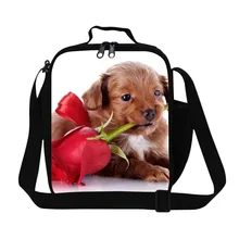 3D Животный дизайн, сумка для ланча для детей, милая собака с розовым принтом, детская термо-Ланч-бокс, сумка для пикника, сумка для продуктов