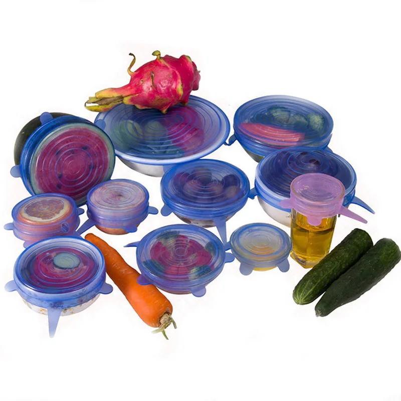 

6Pcs/Set Multifunction Silicone Stretchable Suction Covers Kitchen Silicone Cover Cooking Pan Spill Lids Home Bowl Stopper Cover