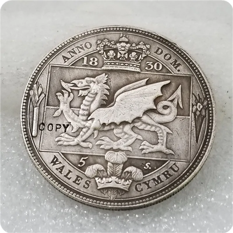 

UK 1830 Wales Retro Pattern Proof Crown Silver William IV Coin COPY FREE SHIPPING