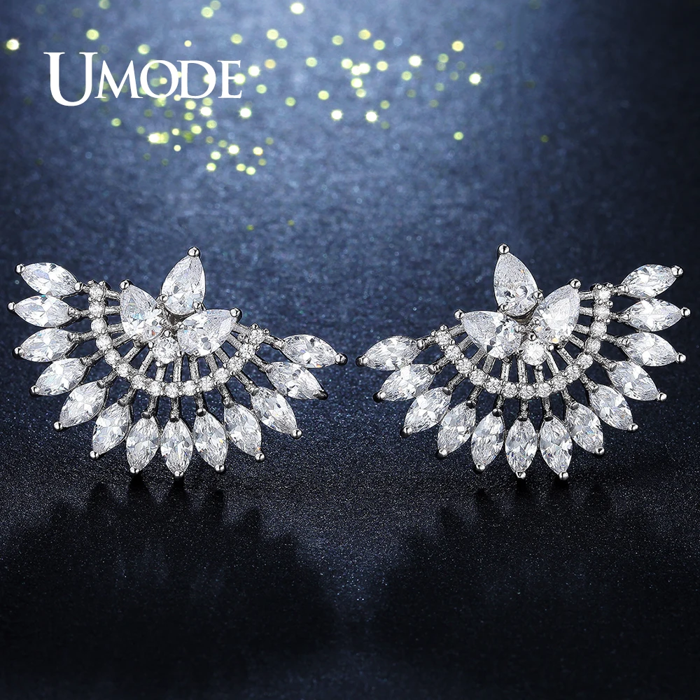 

UMDOE Cute Unusual Crystal Stud Earrings for Women Hot Wedding Party Cubic Zirconia Brincos Fashion Jewelry Accessories AUE0285