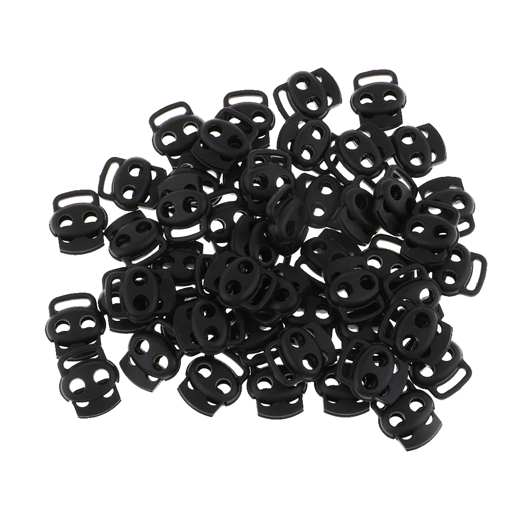 50 Pieces  Oval Bean Double Hole String Stopper Toggle Buckle Cord Locks End For Lanyard Backpack Sportwear Shoelace Tent
