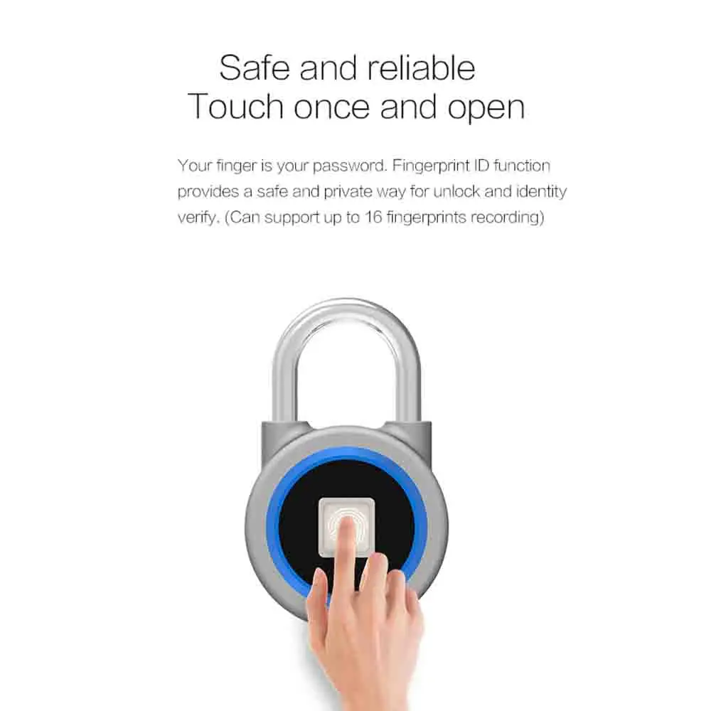

P2 Smart Keyless Fingerprint Lock Bluetooth Phone APP Unlock Waterproof Anti-Theft Padlock Door Lock For Android iOS