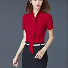 Элегантный красный тонкий модный летний деловой костюм с 2 шт. блузки и Женская юбка для офиса Униформа красота салонная Одежда наборы
