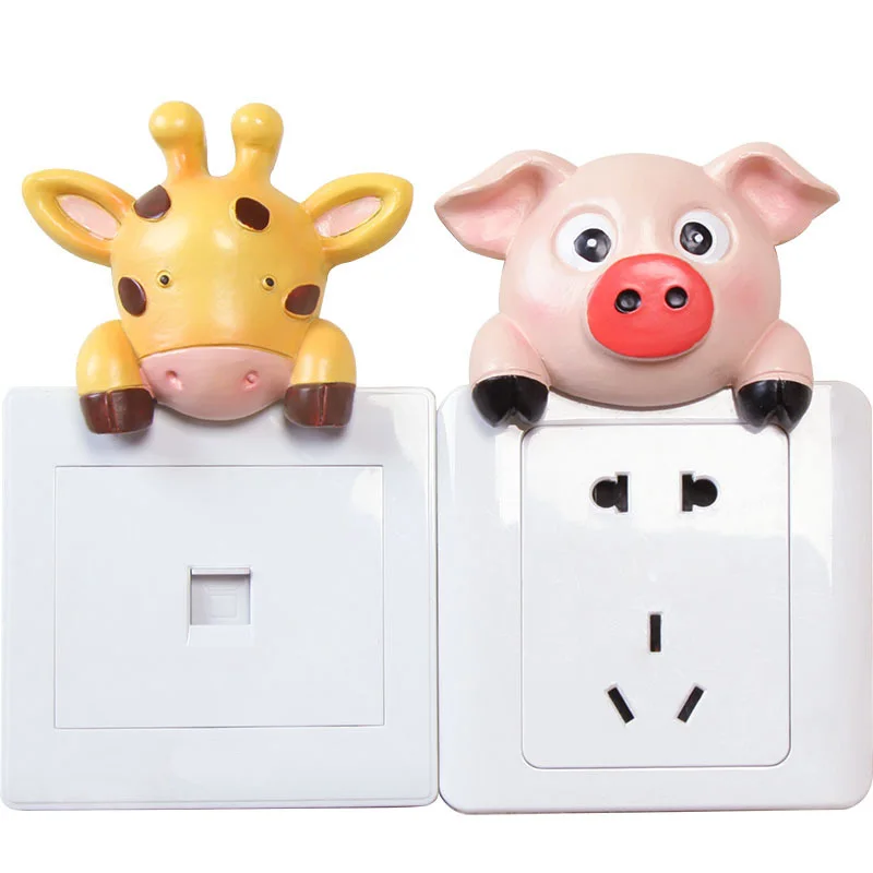 

Creative Cute Resin animals Switch Sticker bathroom kitchen living room Socket/switch for home decoration 3D resin Stickers