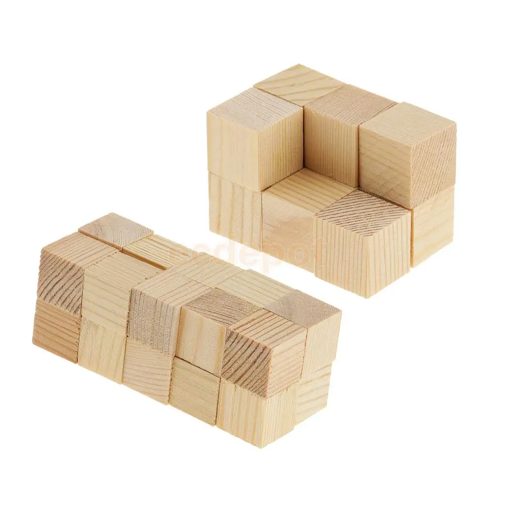 MagiDeal 30 Pieces Blank Natural Unfinished Wood Cube Blocks Wooden Pieces for Model Making Wood Craft Woodworking 15mm 20mm