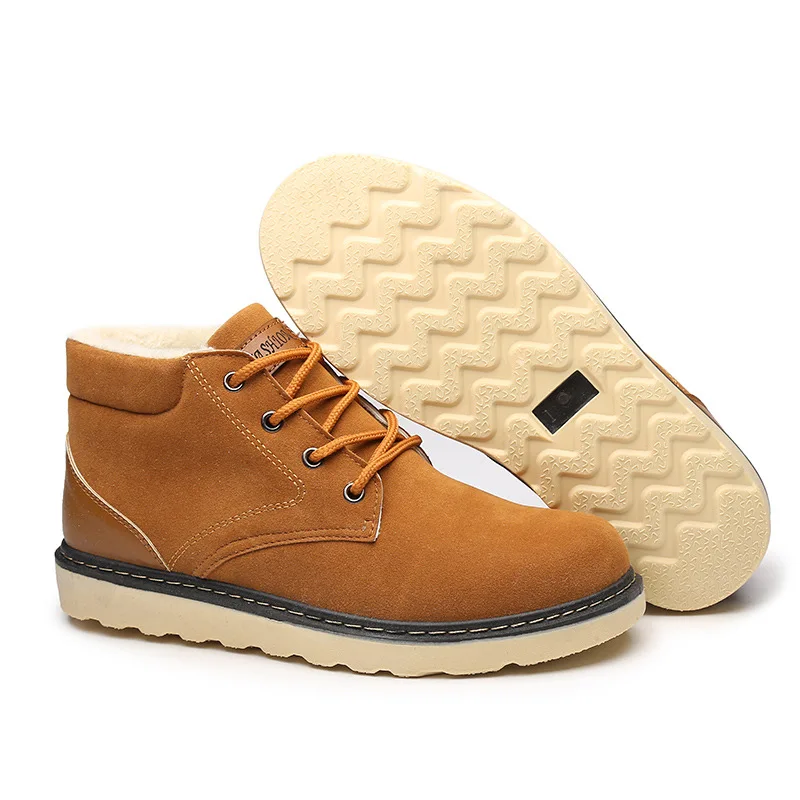 

Warm Winter Men Boots Quality Suede Snow Boots Fur Plush Winter Snow Boots For Men Lace Up Outdoor Boots Shoes Plus Size 39-44