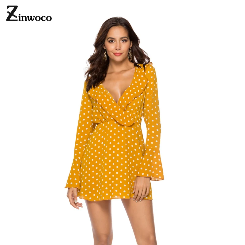Zinwoco сексуальное женское платье с длинным рукавом Женская мода Drees Винтаж Хепберн