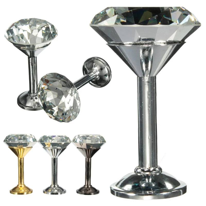 2PCS x 45mm Crystal Window Wall Hook Curtain Hold Backs Tie Back Blind Holder Black/Gold/Silver