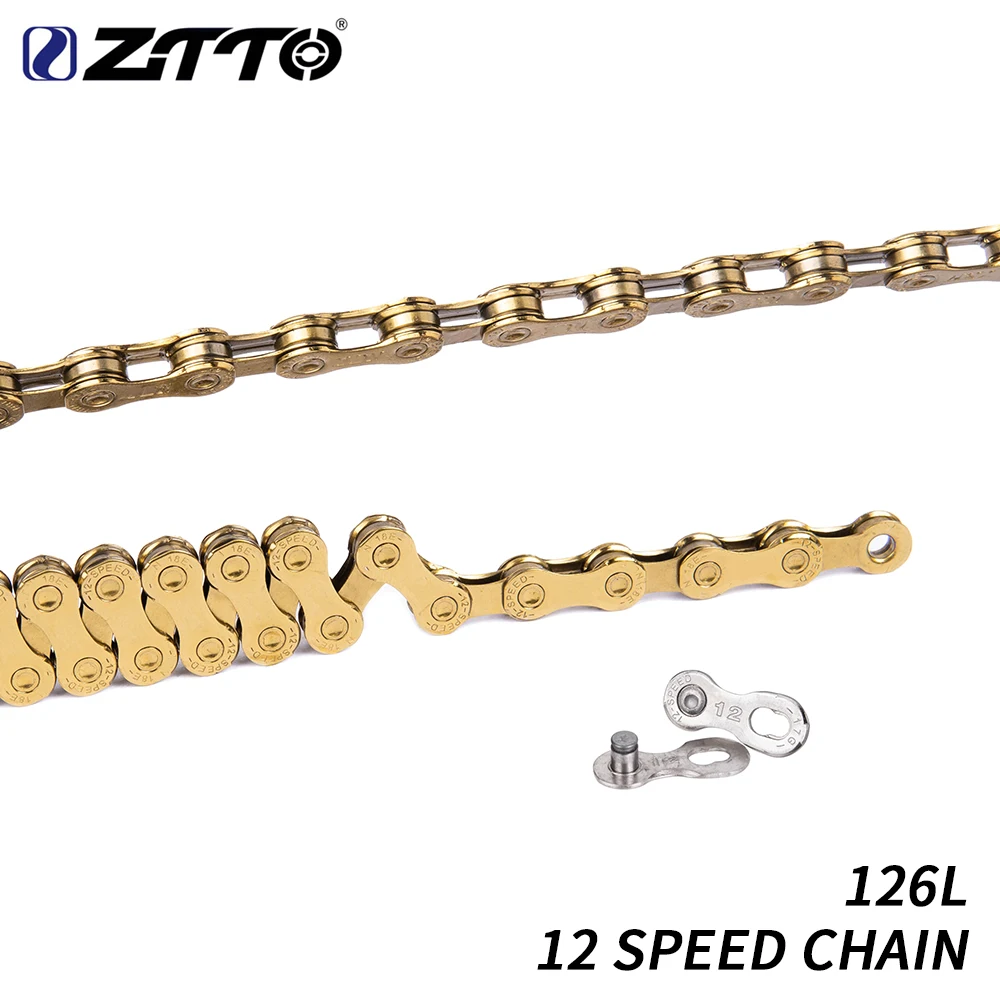 

ZTTO MTB 12 Speed Chain Gold 12s eagle Golden 12speed Chain x1 x12 1x12 System Connector Included 126L links For Bicycle bike