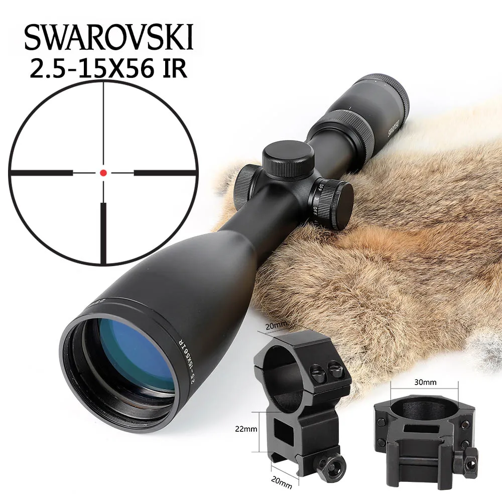 Имитация Swarovskl 2,5-15x56 IRZ3 прицел F15 Red Dot Сетка прицелы для охотничьих ружей сделано в Китае - Цвет: with Picatinny Rings