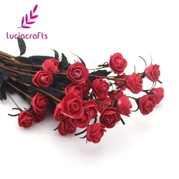 Lucia crafts 1 комплект 15 головок поддельные цветы Роза голова пена для искусственных цветов роза DIY домашнее свадебное украшение A1304 - Цвет: red