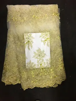 

Gorgeous 3D Gold Embroidery Net Rhinestone Lace Fabric Soft Tulle Embroidered Mesh Bridal Wedding African lace fabric