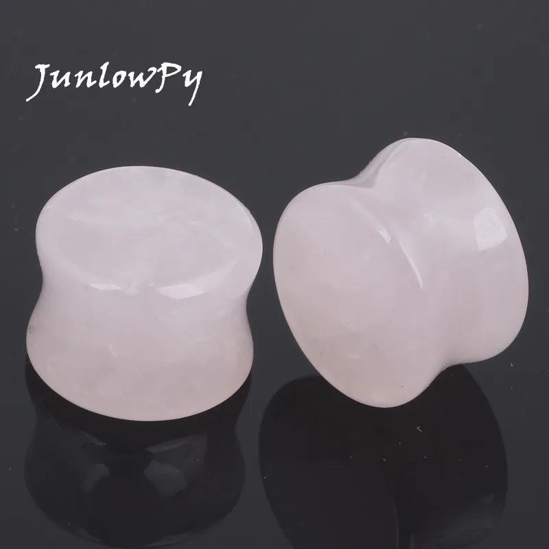 

Rosenquarz Stein Double Flared Flesh Tunnel Natur Stone Quarz 6-16mm body jewelry ear piercing plugs