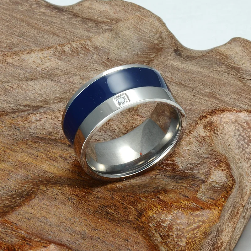 HIP Crystal Couple love Ring Bling Gold Color High Polished Stainless Steel Wedding Rings For Men Jewelry