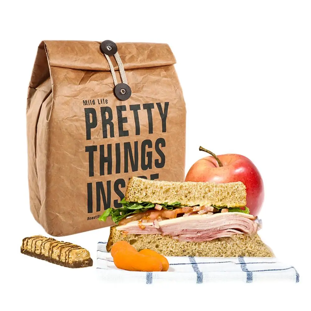 Коричневый пакет для переноски обедов многоразовая коробка мешок Прочный Термоизолированный бумажный мешок закуски сумка-холодильник контейнер