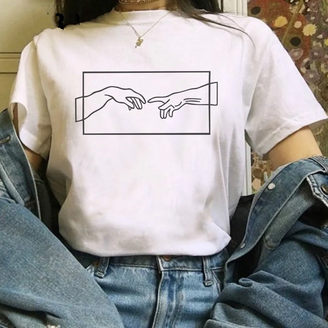 

2019 Graphic Womens Michelangelo Personality Printing Summer Harajuku Short-sleeved Female Fashion Casual Women's T-shirt Tops