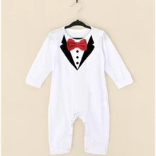 Baby Boy Romper Infant Toddle baby Suit Little Gentleman Clothing with bow tie Baby Jumpsuit bebe Kids Clothing Jumpsuits