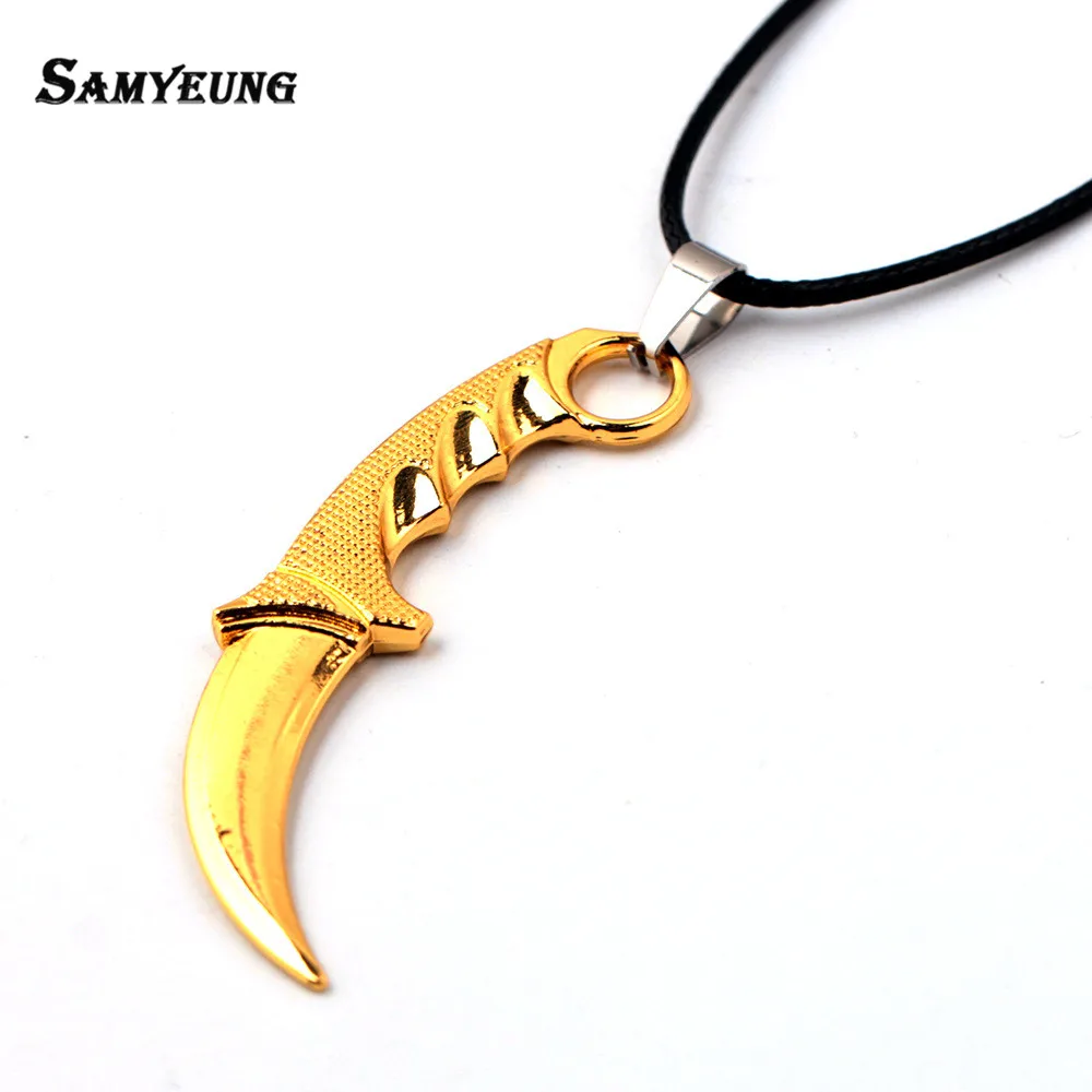 

Samyeung Game CSGO Karambit Butterfly Necklaces for Men CS GO Leather Chain Knife Weapon M9 Necklace Dagger Claw Boys Jewelry