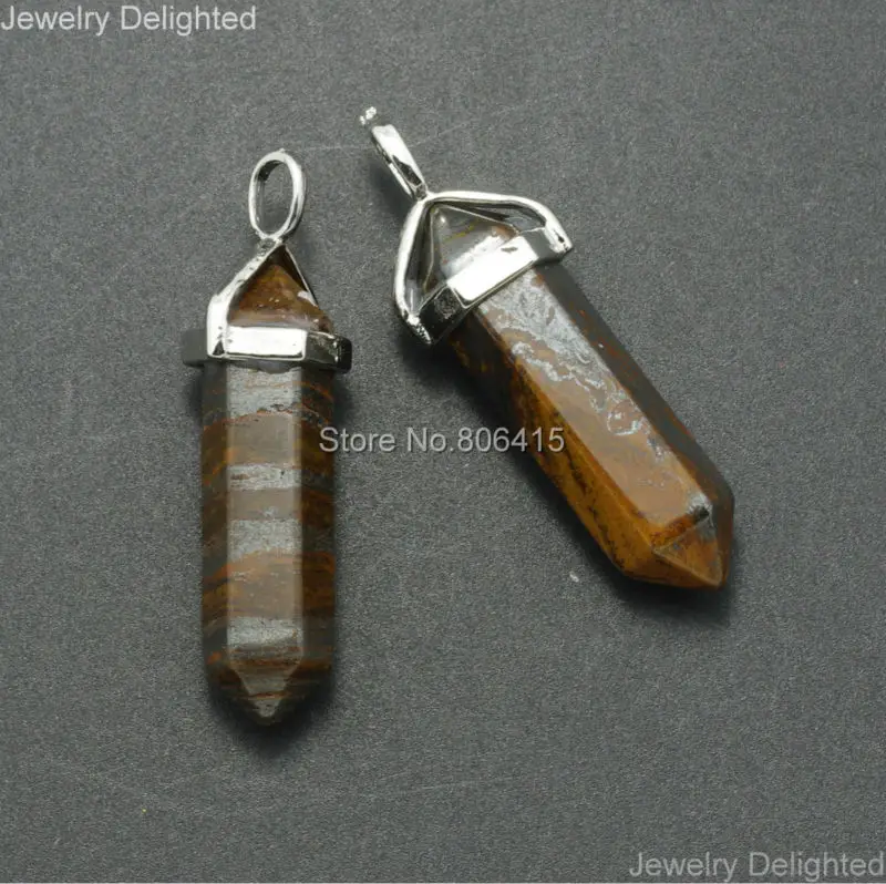 

Natural Tigereye Iron Gems Stones Hexagonal Point Reiki Chakra Necklaces Earrings Pendant Beads Jewelry Craft Making 10Pcs/lot