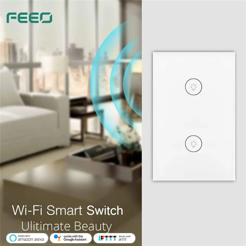 

SUPLO WiFi Smart Wall Touch Light Switch US Gang1/2/3 Panel Wireless Remote Control by Mobile APP Anywhere Compatible with Alexa