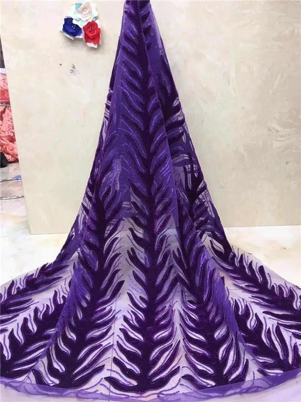 2018 Новый дизайн 3d вышитые кружева африканских ткани Высокое качество purple гипюр