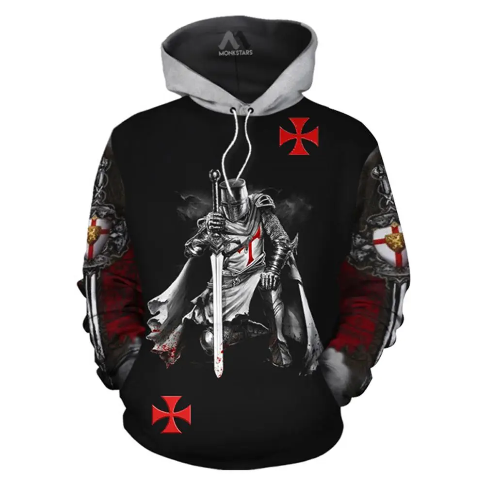 

Knights Templar Hoodies 3D Print Sweatshirts Warm Hip Hop style Clothes Men Pullover Hoodie Jacket