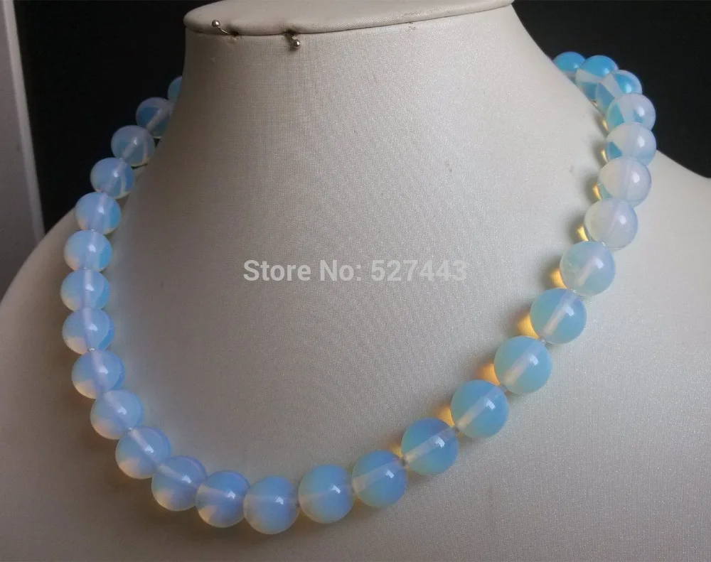 

Wholesale 12MM white opal JEWE beads necklace 17